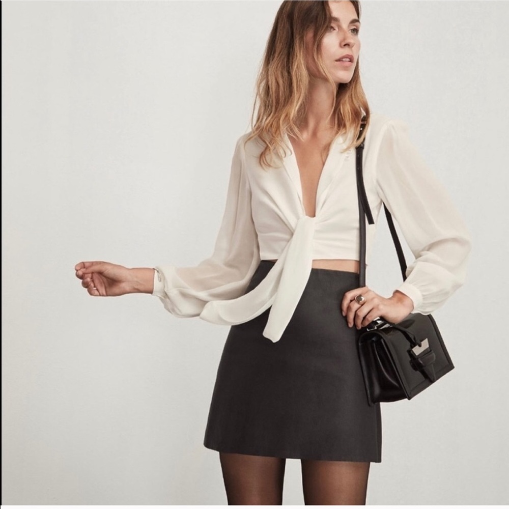 Reformation, white sheer, tie front top NWT